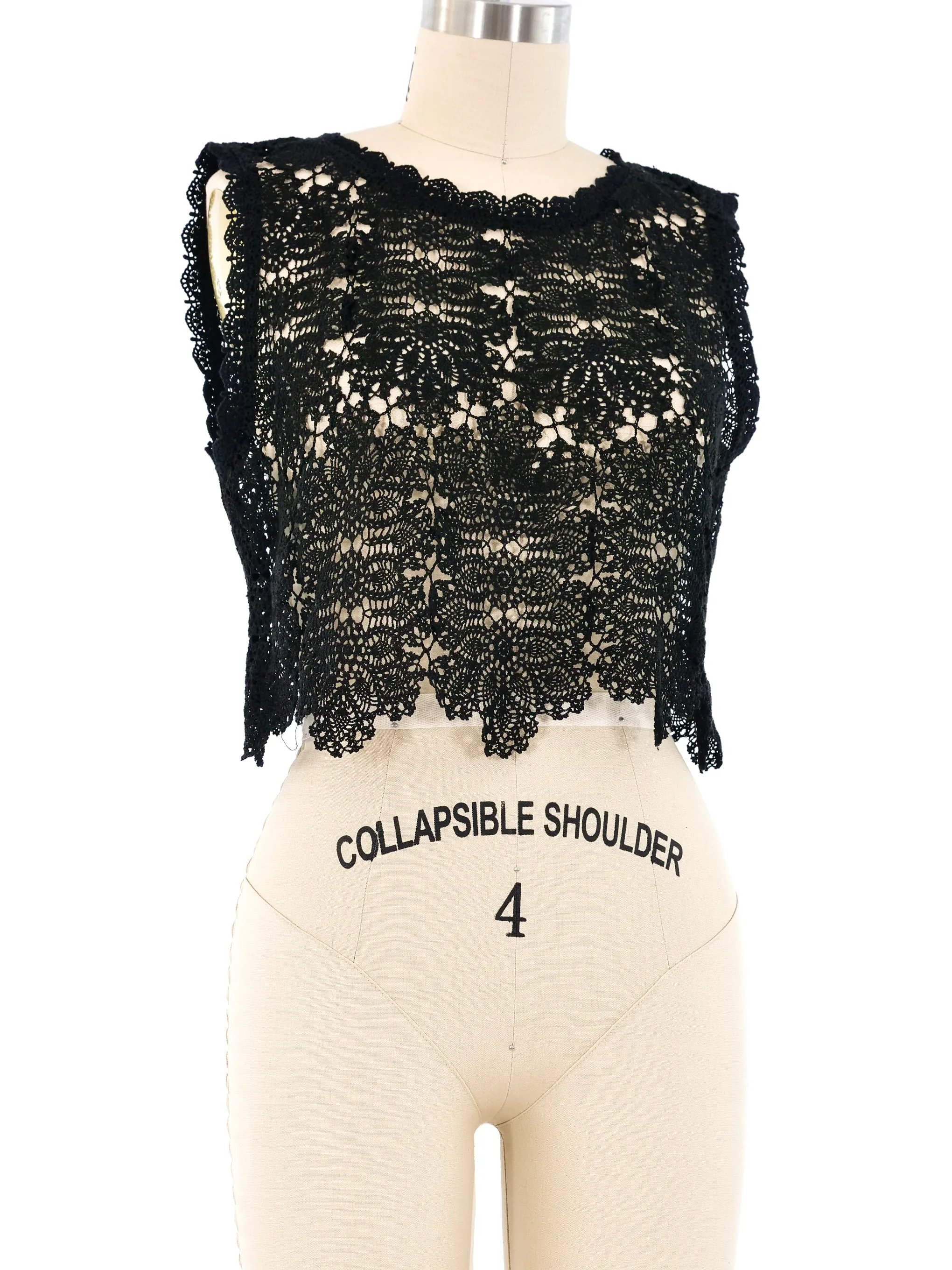 Black Crochet Cropped Tank