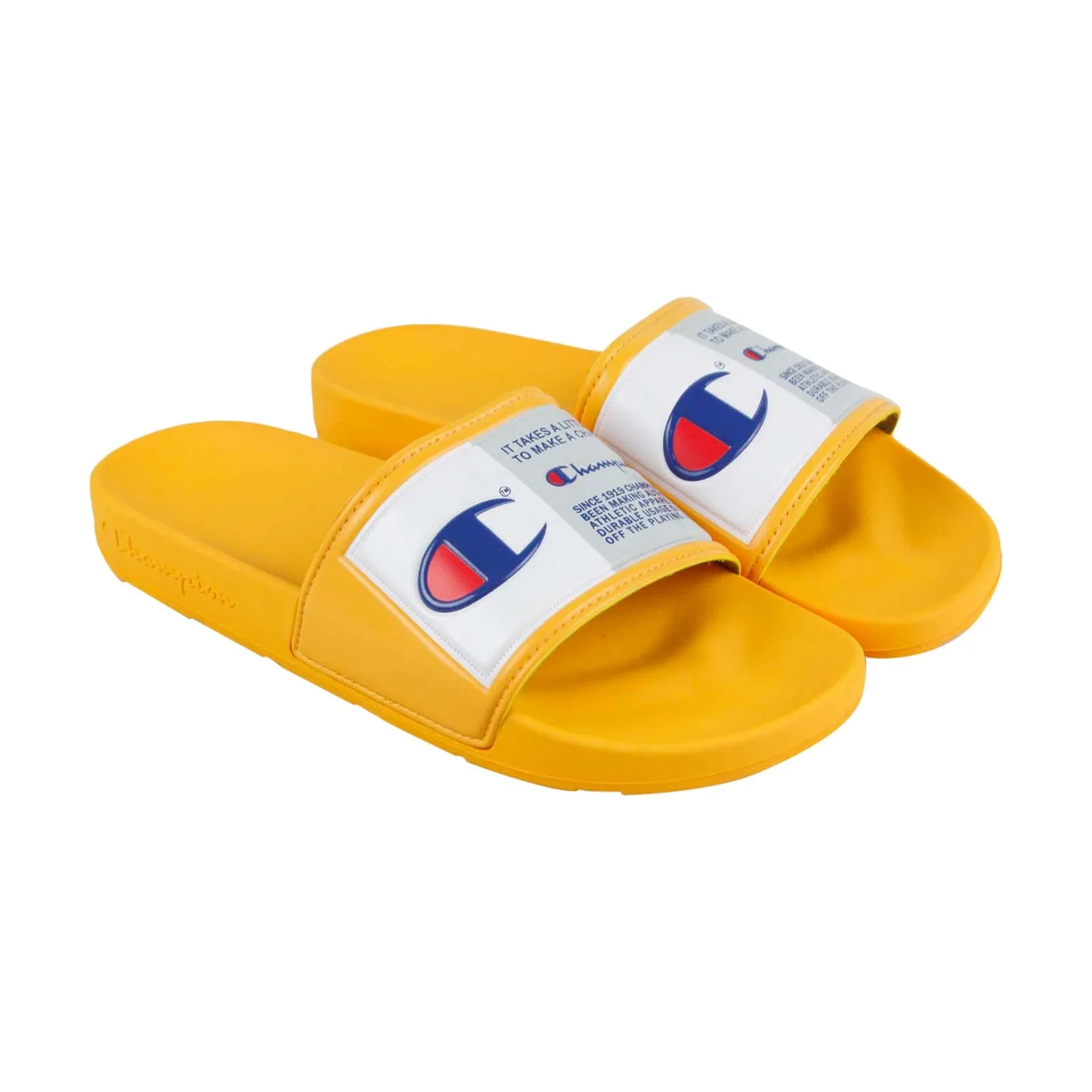 Champion Ipo Jock CM100143M Mens Yellow Slip On Slides Sandals Shoes