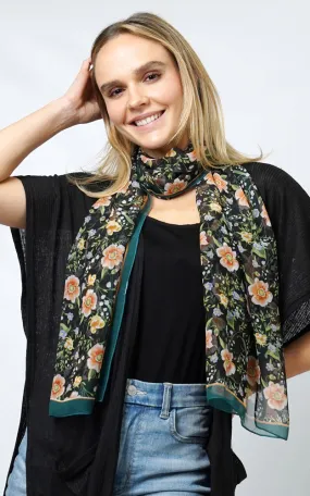 ESC10986 FLOWER PRINT CHIFFON OBLONG SCARF