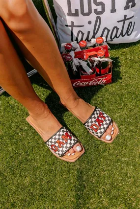 Game Day Faux Leather Embroidered Sandal