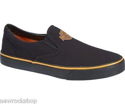 Harley Davidson Genuine Marchmont Black  Mens Biker Slip On Relax Shoes