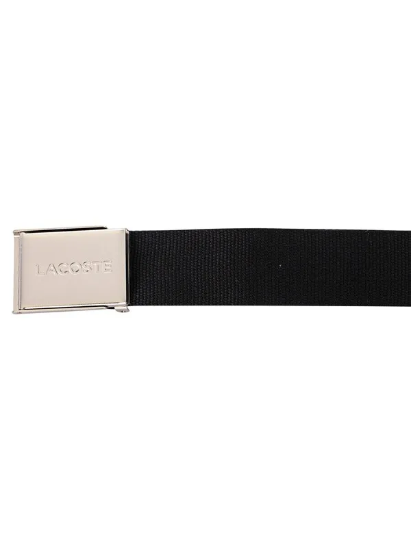 Lacoste Engraved Buckle Woven Belt - Black