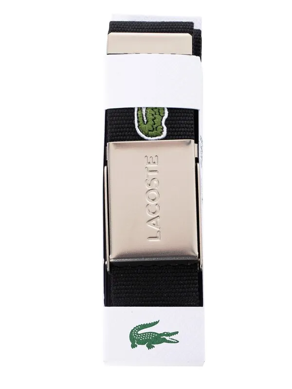 Lacoste Engraved Buckle Woven Belt - Black
