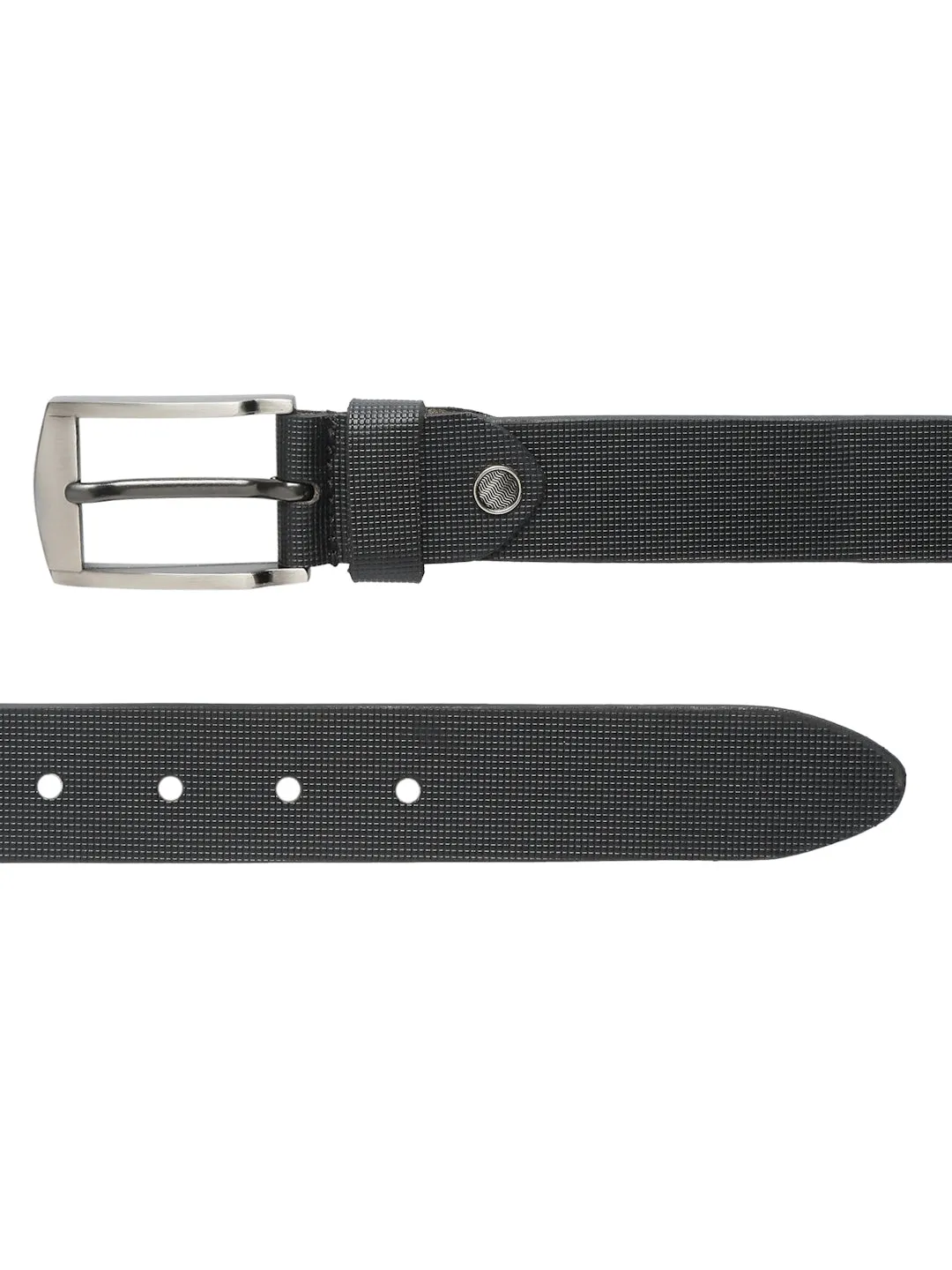 Men Black Texture Leather Belt