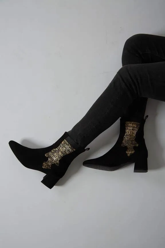 Momoc Boots Elastic Gold & Black