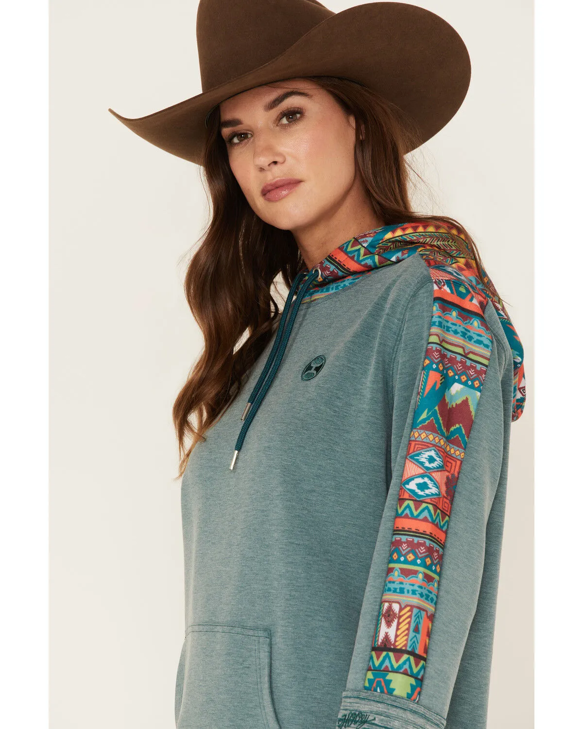Product Name:  Hooey Women's Southwestern Contrast Print Canyon Hoodie