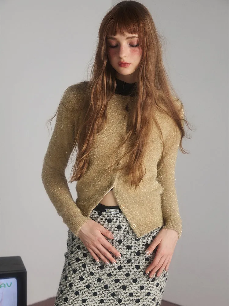 Round Neck Knitted Cardigan