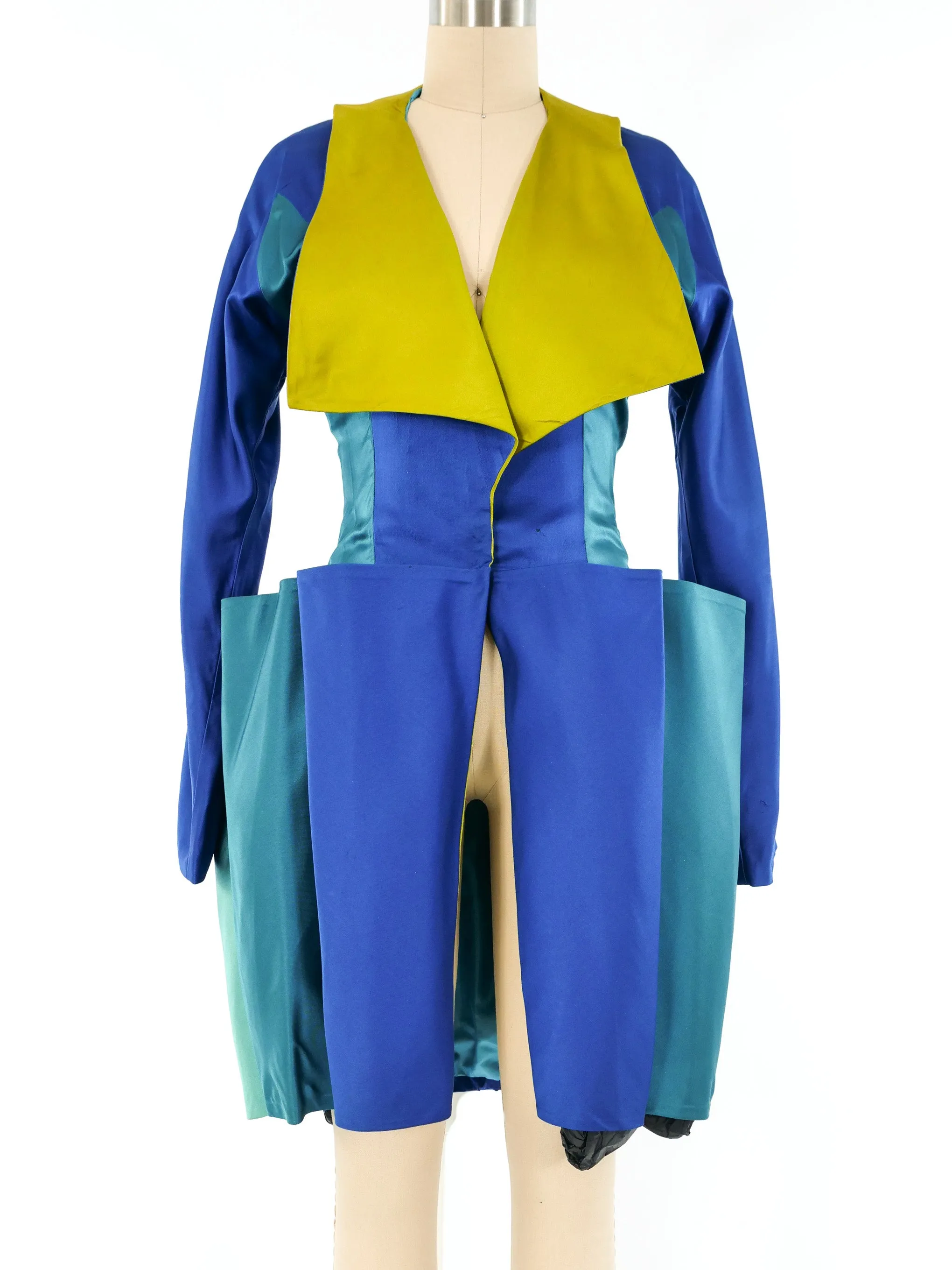 Sculptural Colorblock Satin Jacket