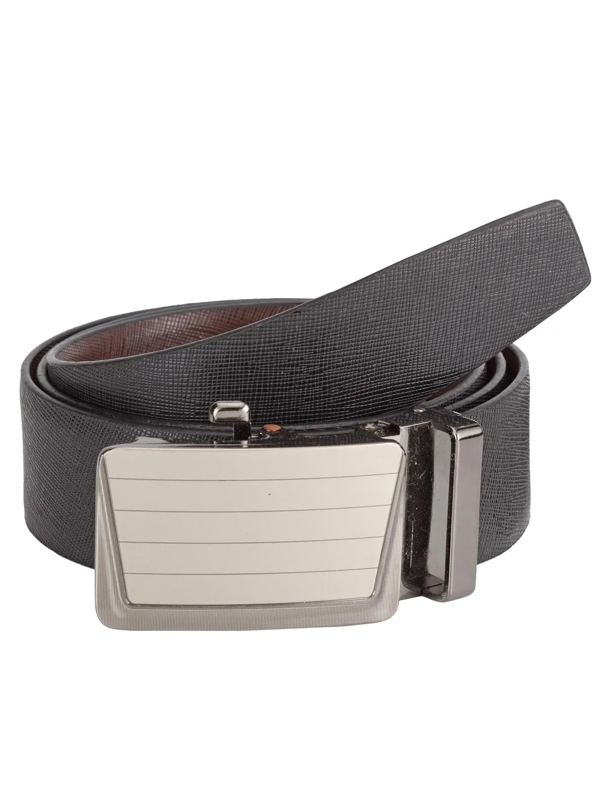 Teakwood Men Black Leather Reversible Belt