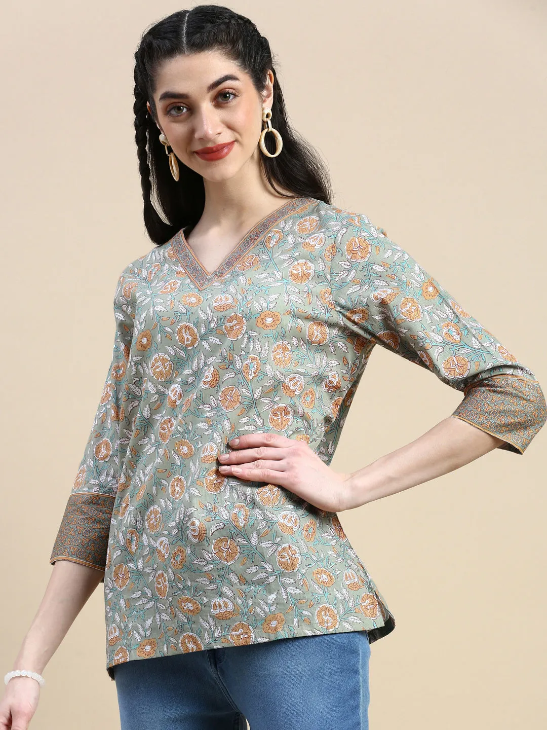 Top All Over Print-Sage Green