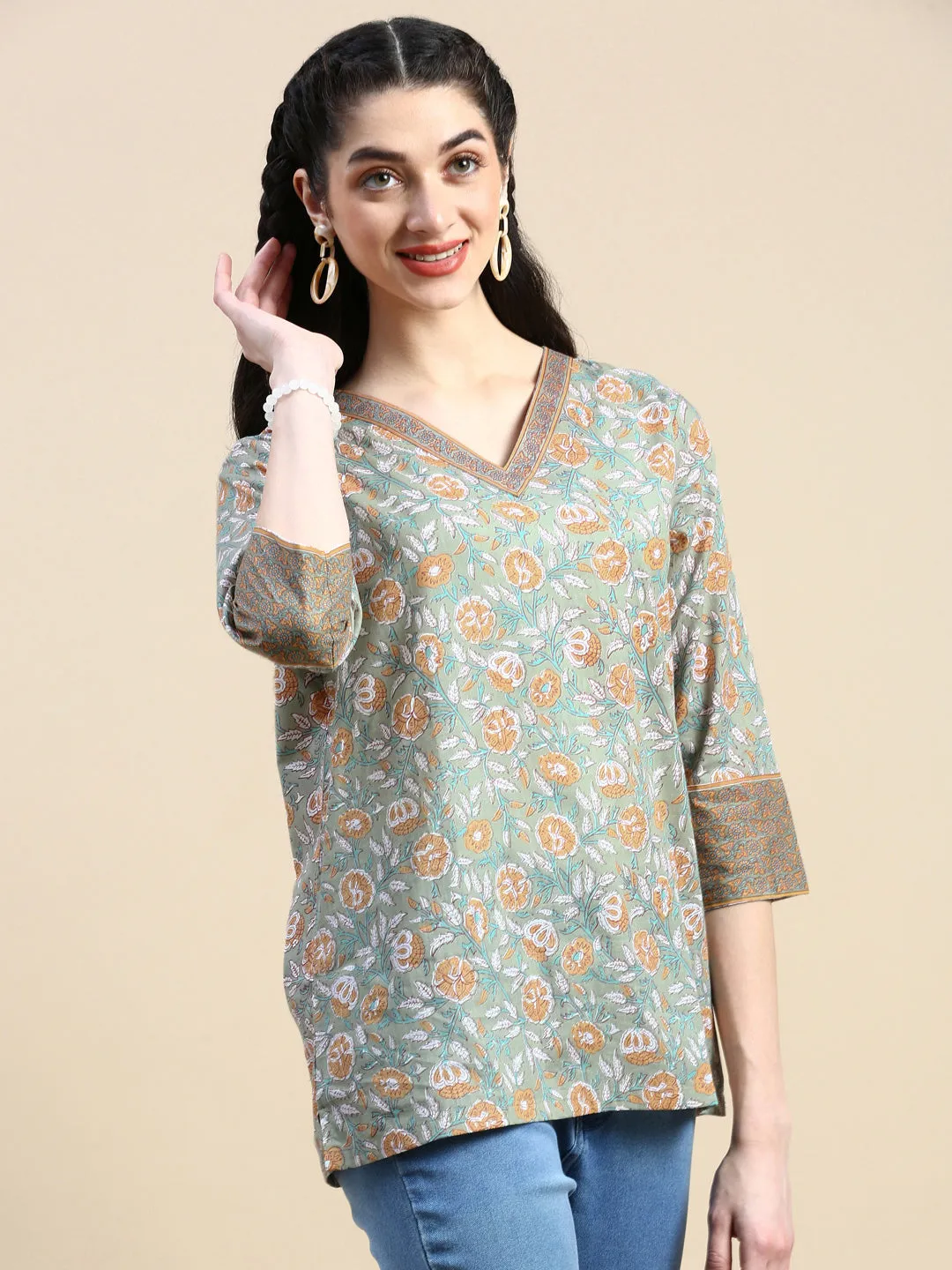 Top All Over Print-Sage Green