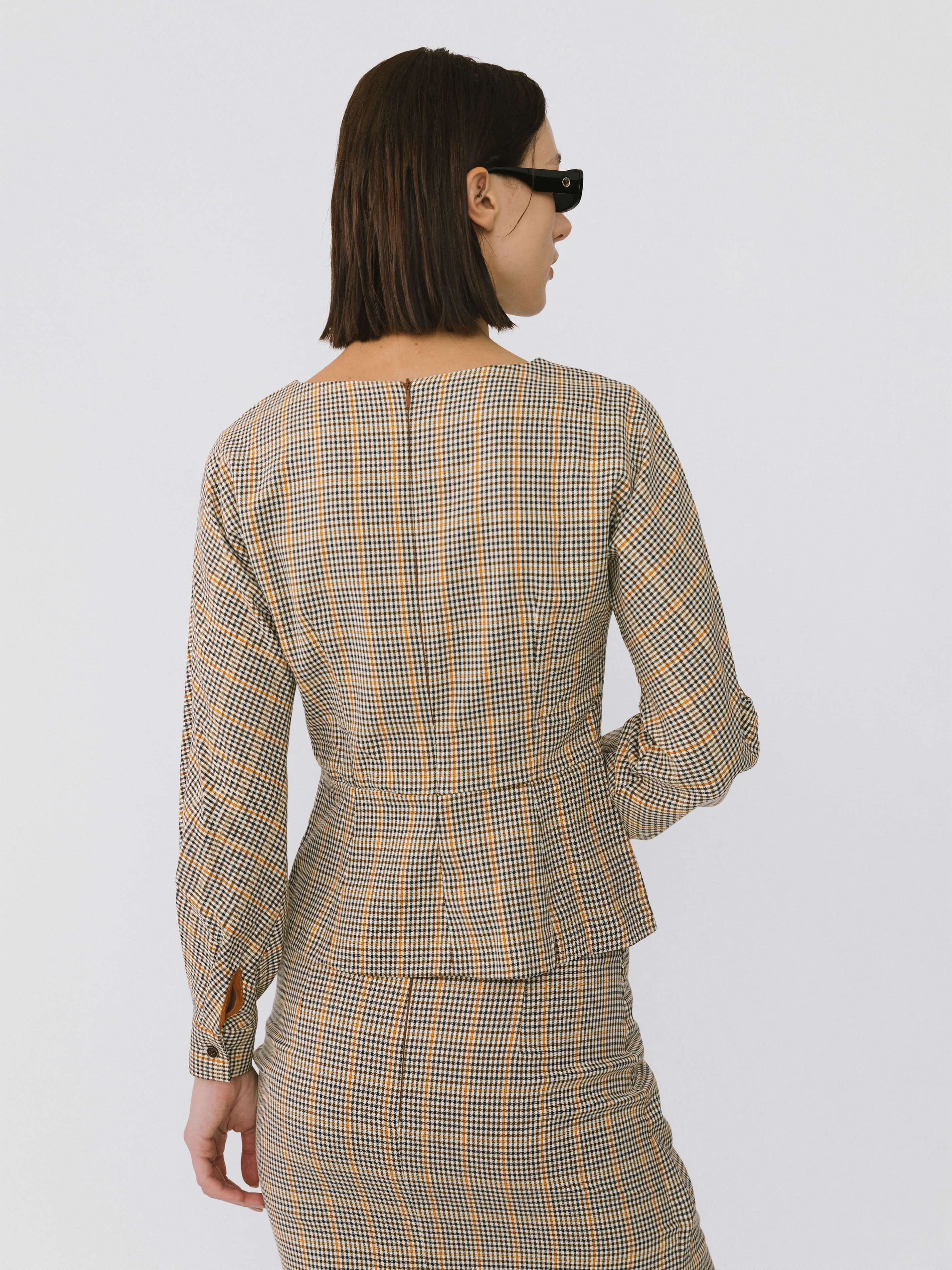 Wide Neck Plaid Shirt